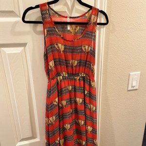 Elephant Print Midi Dress